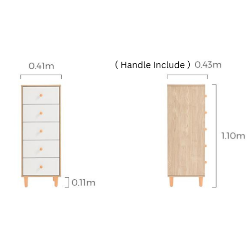 Linspire Fresko Chest of 5 Drawers, White & Natural, Narrow