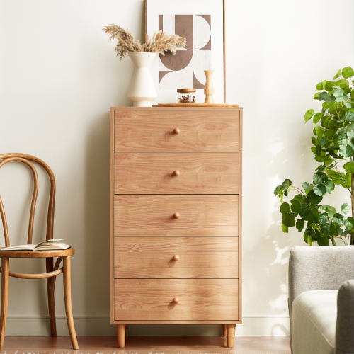 Linspire Fresko Chest of 5 Drawers, Natural