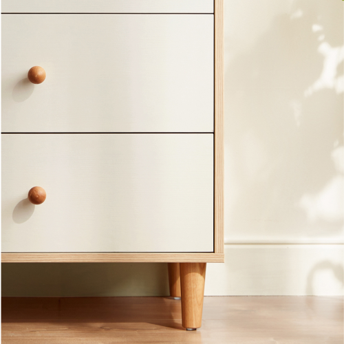 Linspire Fresko Chest of 5 Drawers, White & Natural