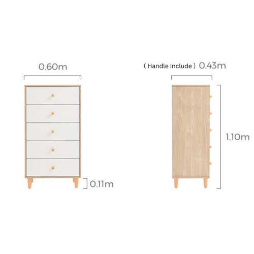 Linspire Fresko Chest of 5 Drawers, White & Natural