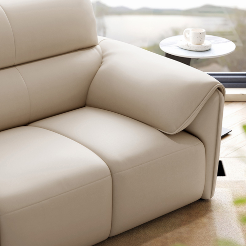 Linspire Plume 4.5-Seater Leather Sofa with Ottoman, Sand