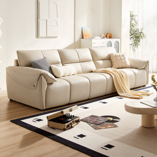 Linspire Plume 4.5-Seater Leather Sofa, Sand