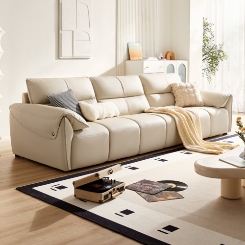 Linspire Plume Leather 5-Seater Sofa, Sand