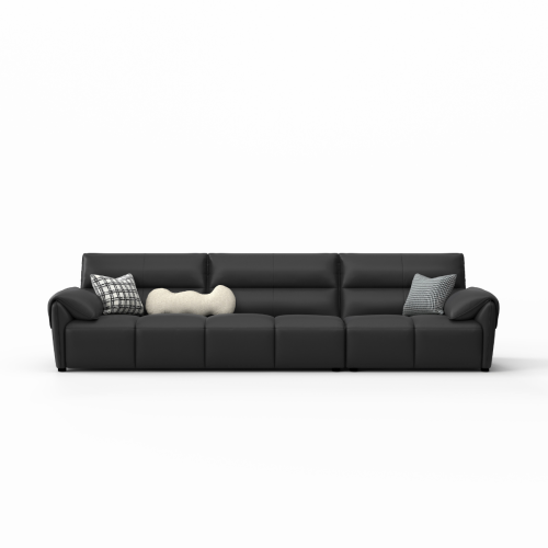 Linspire Plume 4.5-Seater Leather Sofa, Black