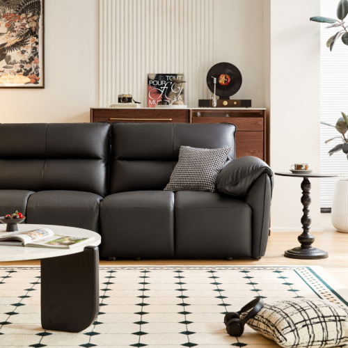 Linspire Plume 4.5-Seater Leather Sofa, Black