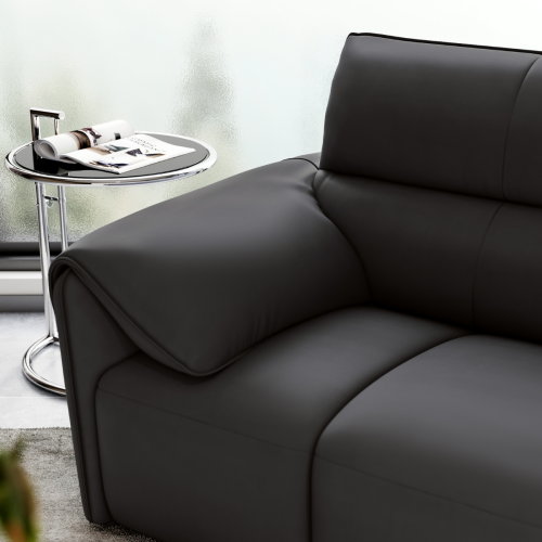 Linspire Plume Leather 4.5-Seater Sofa with Ottoman, Black