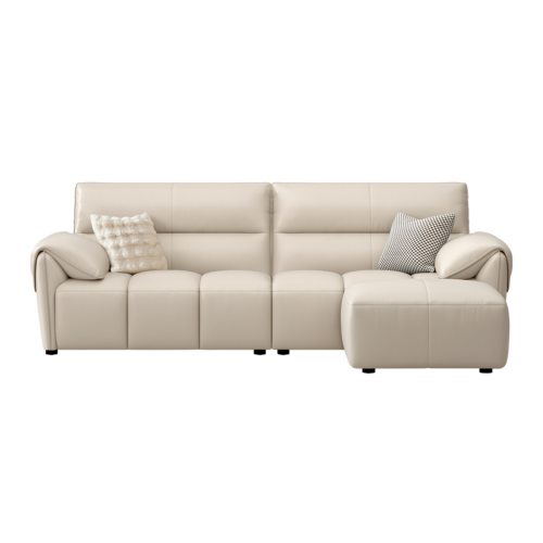 Linspire Plume Leather 4-Seater Sofa with Ottoman, Sand