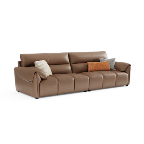 Linspire Plume Leather 4-Seater Sofa, Caramel