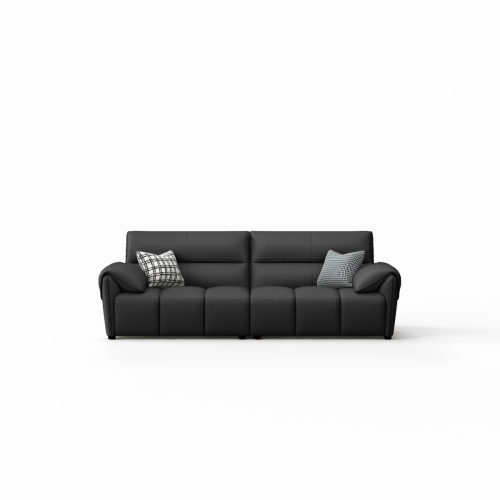 Linspire Plume 3.5-Seater Leather Sofa, Black