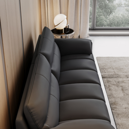 Linspire Plume 3.5-Seater Leather Sofa, Black