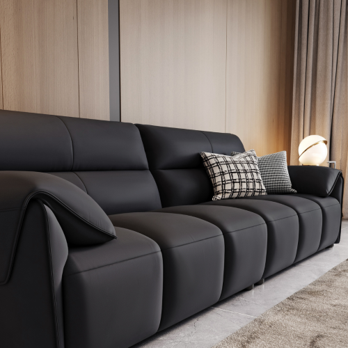 Linspire Plume Leather 3.5-Seater Sofa, Black