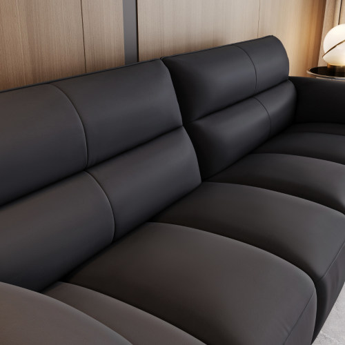 Linspire Plume Leather 3.5-Seater Sofa, Black