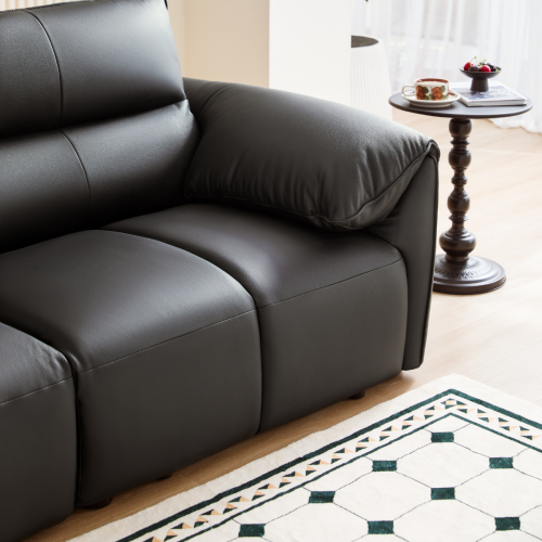 Linspire Plume Leather 3.5-Seater Sofa, Black