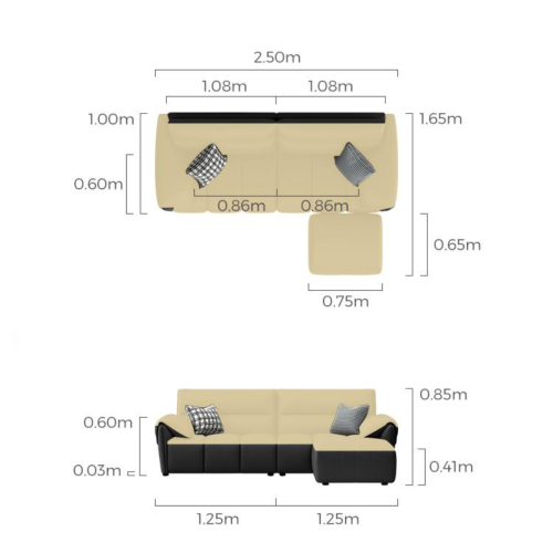 Linspire Plume Leather 3.5-Seater Sofa, Black