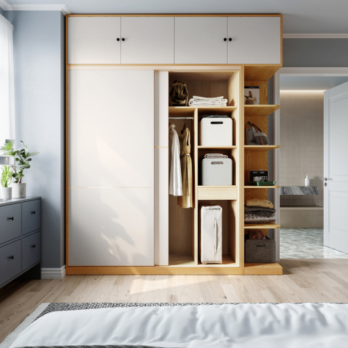 Linspire Grace Sliding Door Wardrobe with Top Cabinet, 2.2m