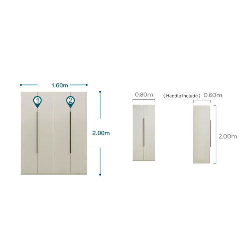 Linspire Stele 4-Door Wardrobe with Shelf & Double Level Hanging