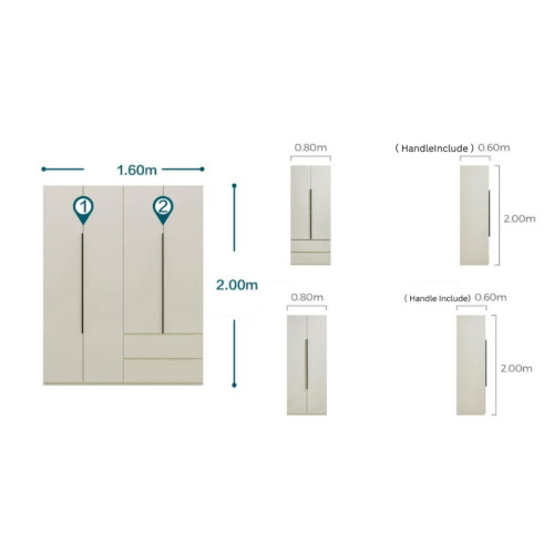 Linspire Stele 4-Door Wardrobe with Drawers & Double Level Hanging