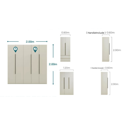 Linspire Stele 5-Door Wardrobe with Double Level Hanging