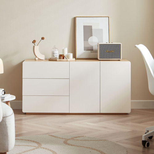 Linspire Pristine Chest of 3 Drawers with Cabinet, White & Natural