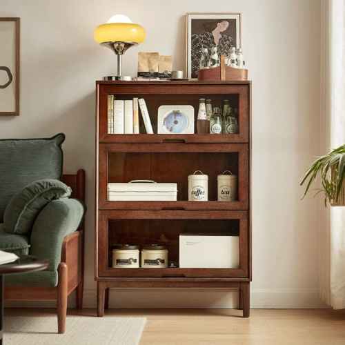 Linspire Cocoa Bookcase with Glass Door 60cm, 3-Tier