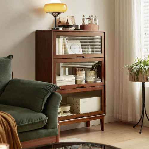 Linspire Cocoa Bookcase with Glass Door 60cm, 3-Tier