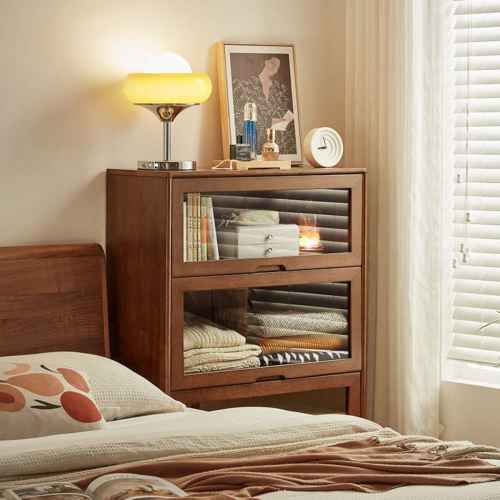 Linspire Cocoa Bookcase with Glass Door 60cm, 3-Tier