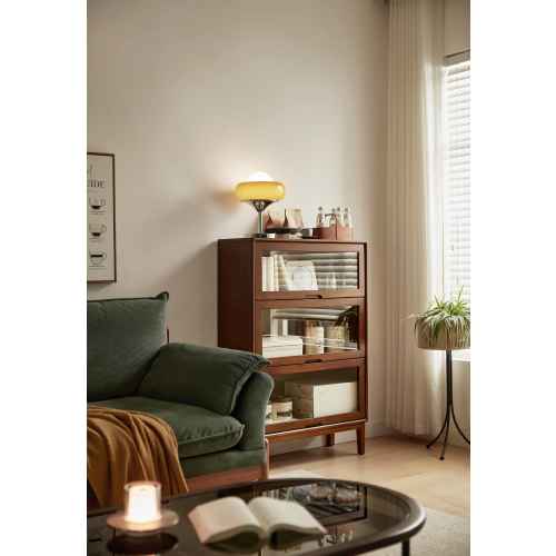 Linspire Cocoa Bookcase with Glass Door 60cm, 3-Tier