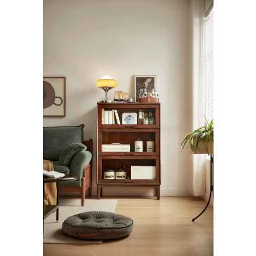 Linspire Cocoa Bookcase with Glass Door 60cm, 3-Tier