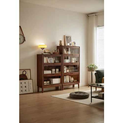 Linspire Cocoa Bookcase with Glass Door 60cm, 3-Tier