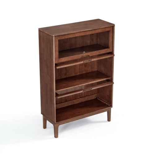 Linspire Cocoa Bookcase with Glass Door 80cm, 3-Tier