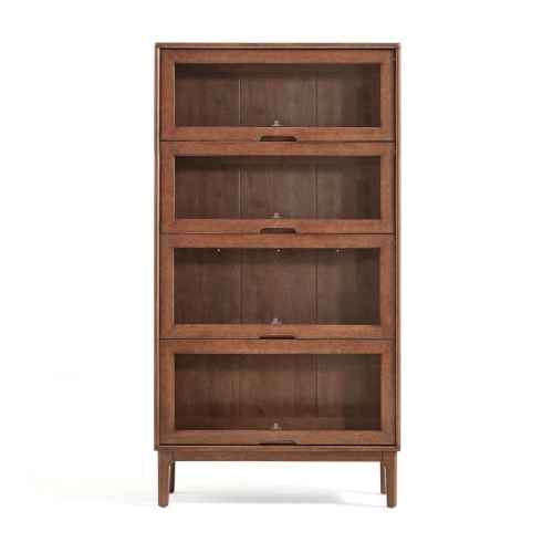 Linspire Cocoa Bookcase with Glass Door 60cm, 4-Tier