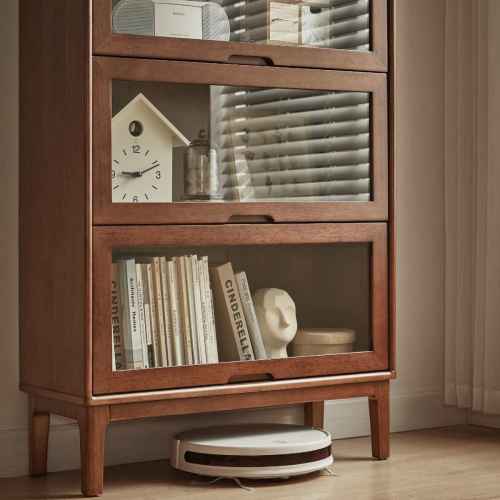 Linspire Cocoa Bookcase with Glass Door 60cm, 4-Tier