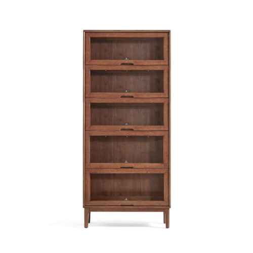 Linspire Cocoa Bookcase with Glass Door 60cm, 5-Tier