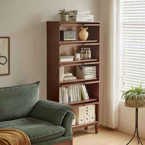 Linspire Cocoa Bookcase with Glass Door 60cm, 5-Tier