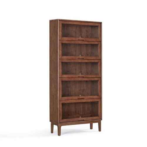 Linspire Cocoa Bookcase with Glass Door 80cm, 5-Tier