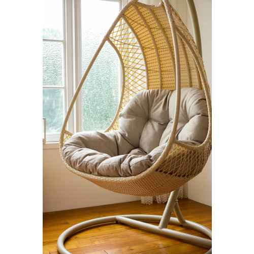 Linspire Cocoon Hanging Egg Chair with Cushion, Cream White