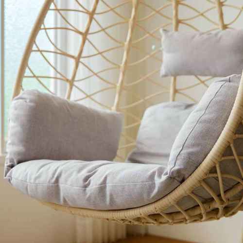 Linspire Cocoon Hanging Egg Chair with Cushion, Ivory White