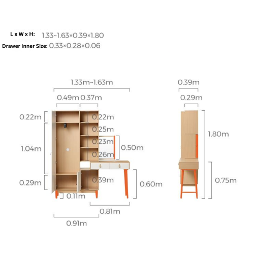 Linspire Aether Extendable Dressing Table with Storage Cabinet