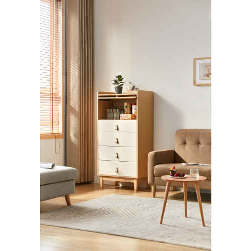 Linspire Aether Chest of 5 Drawers, Natural & White