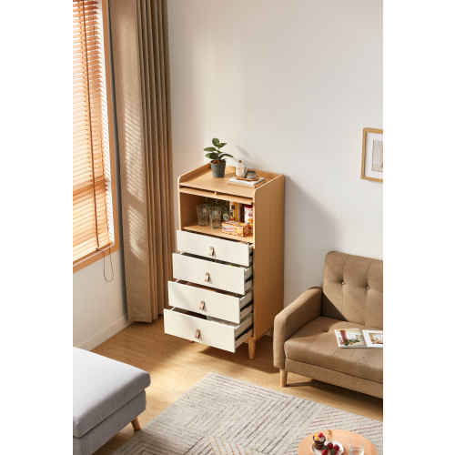 Linspire Aether Chest of 5 Drawers, Natural & White