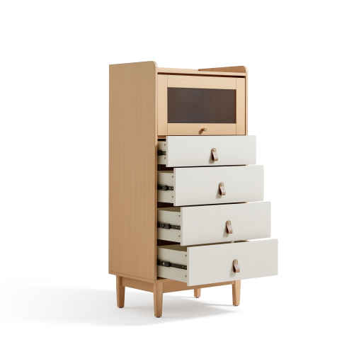 Linspire Aether Chest of 5 Drawers, Natural & White