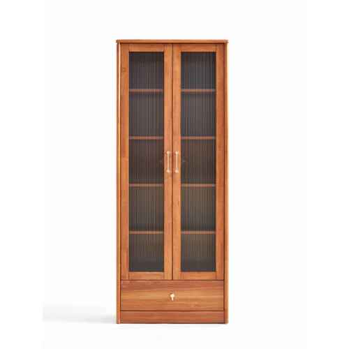 Linspire Umber Display Cabinet with Glass Door and Storage Drawer 80cm