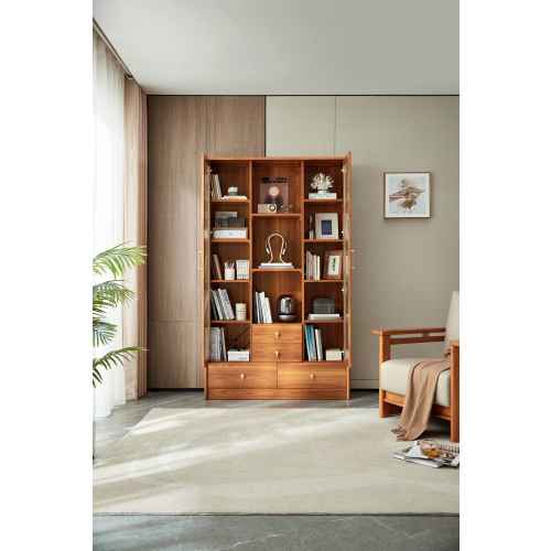 Linspire Umber Display Cabinet with Glass Door and Storage Drawer 120cm