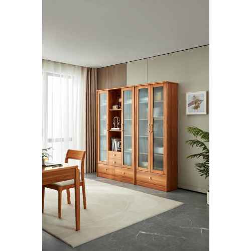 Linspire Umber Display Cabinet with Glass Door and Storage Drawer 120cm