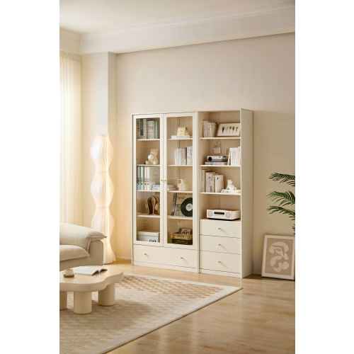 Linspire Ventus Bookcase with Storage Drawers, White