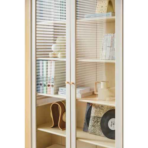 Linspire Ventus Bookcase with Glass Door & Storage Drawers, White