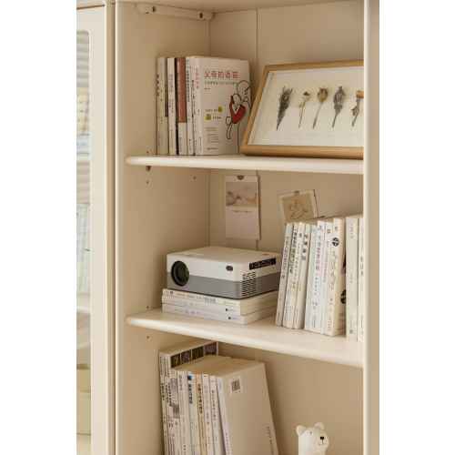 Linspire Ventus Bookcase with Glass Door & Storage Drawers, White