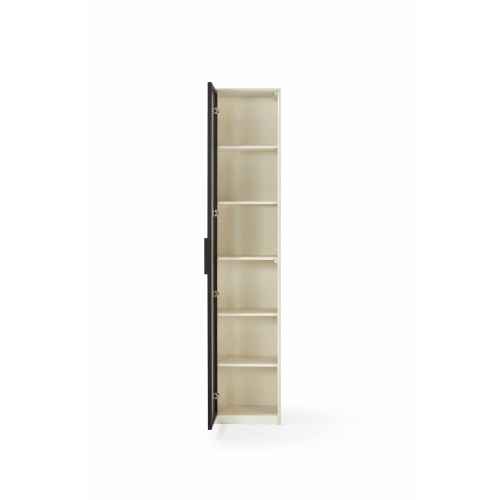 Linspire Ventus Bookcase with Glass Door, Small, Off-White & Black