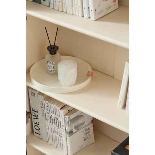 Linspire Ventus Bookcase with Glass Door, Small, Off-White & Black