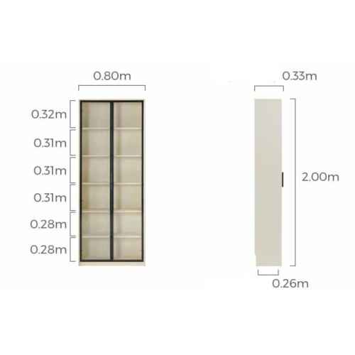 Linspire Ventus Bookcase with Glass Door, Large, Off-White & Black